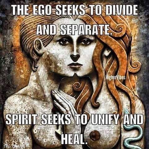 ego seeks to divide, soul seeks to unity